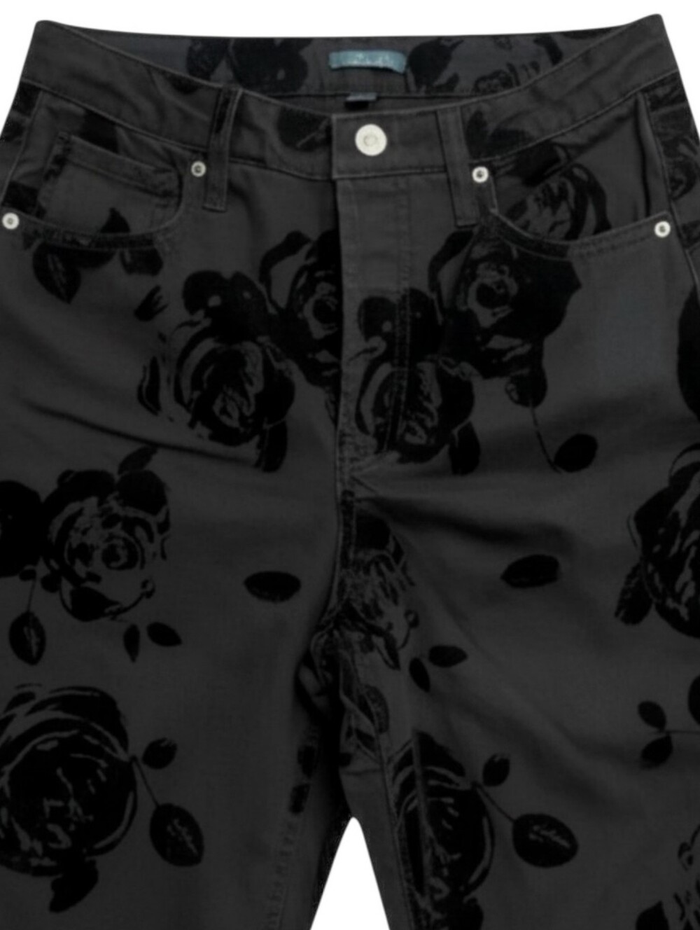 BLACK DENIM Straight Leg High Rise Floral Jeans By WiLD FABLE  Womens SIZE 4